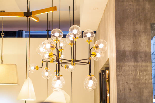 istock Beautiful chandelier. luxury expensive chandelier hanging under ceiling 810896914
