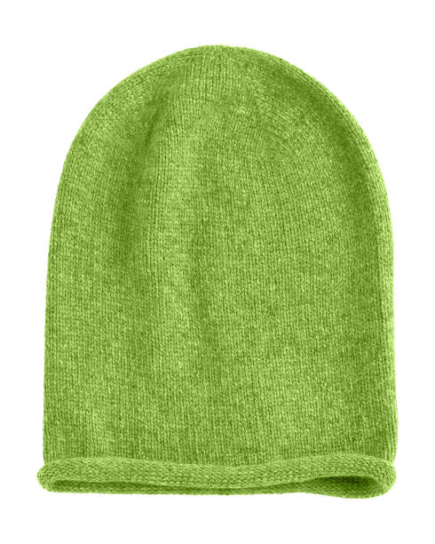istock Light green long beannie autumn hat isolated 810899646