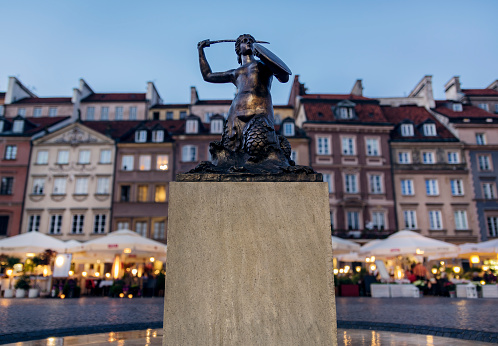 Statue of mermaid, symbol of Warsaw