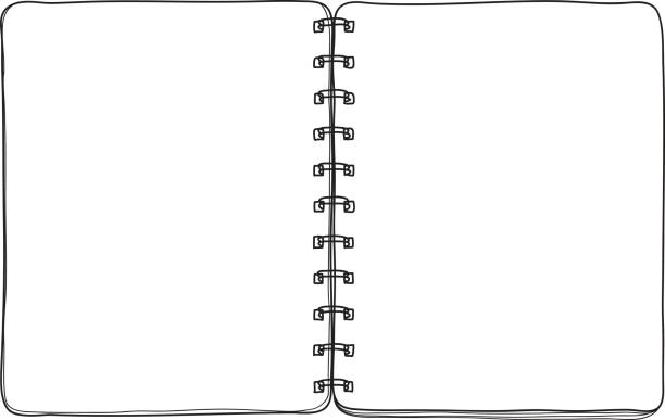 Notebook Hand Drawn On White Background Blank Paper Cover Line Art Vector  Illustration Stock Illustration - Download Image Now - iStock