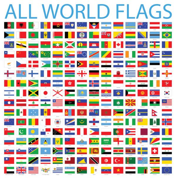 stockillustraties, clipart, cartoons en iconen met alle wereld vlaggen - vector icon set - vlag