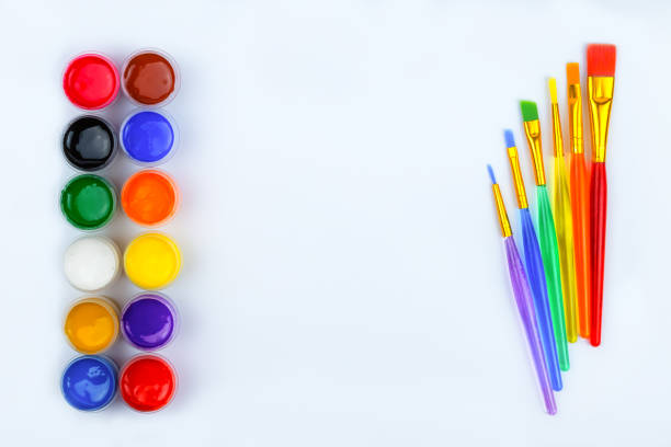 istock paint and color brushes, artistic materials 810922412