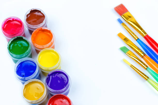 istock paint and color brushes, artistic materials 810922544