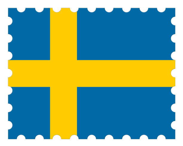 istock Sweden Flag Postage Stamp, 3d illustration on white background 810922912