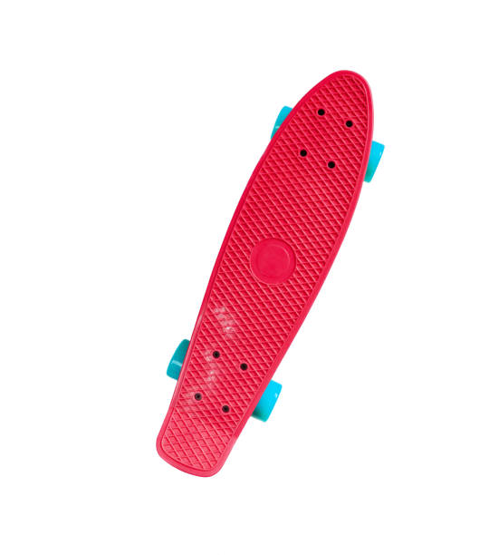 istock Red skateboard with blue wheels isolated 810930804