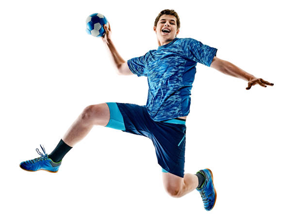 handball player teenager boy isolated stock photo