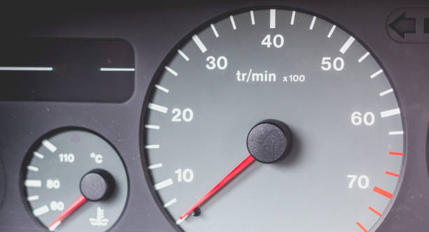 istock Old car dashboard of the 90's with speedometer, tachometer... 810937078