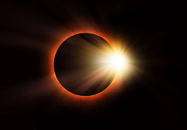 éclipse solaire sur fond noir - eclipse photos et images de collection