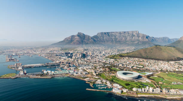 istock Cape Town (aerial view from a helicopter) with the stadium in the focus 810940194