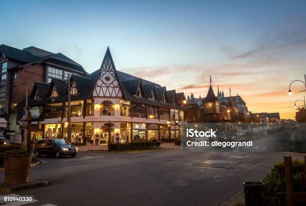 Street And Architecture Of Gramado City At Sunset Gramado Rio Grande Do Sul Brazil Stock Photo - Download Image Now