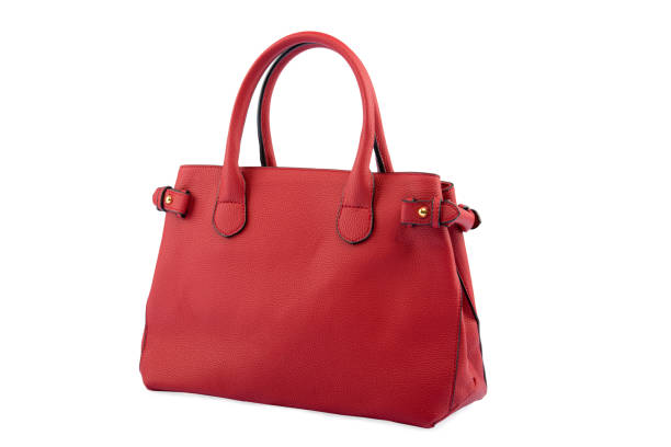 Female leather bag isolated on white background.