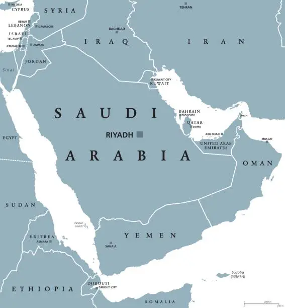 Vector illustration of Saudi Arabia political map