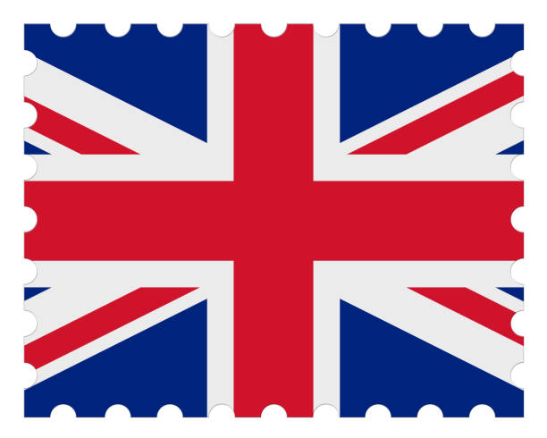 istock UK Flag Postage Stamp, 3d illustration on white background 810977036