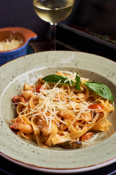 istock Tagliatelle with prawns and spices 810977442