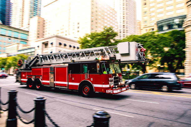 istock Fire department truck in emergency 810982506