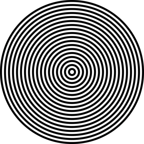 ilustrações, clipart, desenhos animados e ícones de irradiando a gráfica círculo isolada no branco - concentric