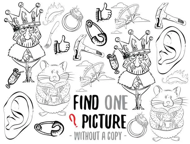 Vector illustration of Find one picture educational game