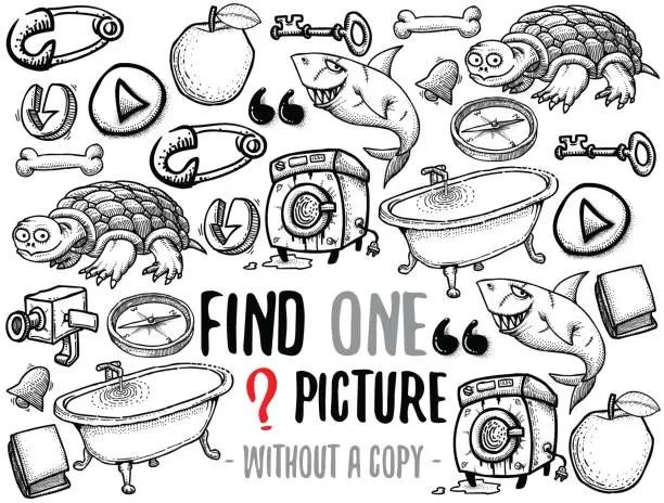 Vector illustration of Find one picture educational game