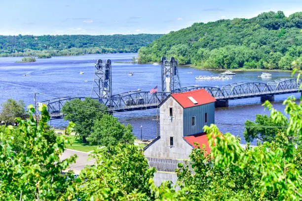 Photo of Lift Bridge on St. Croix River from Above in Stillwater, Minnesota
