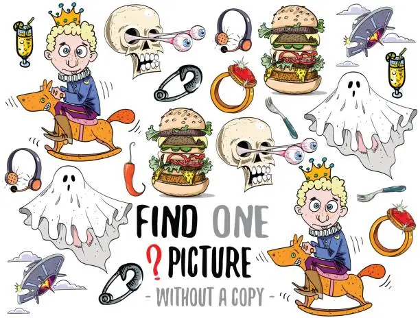 Vector illustration of Find one picture educational game