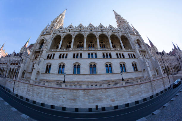Budapest Hungary Sept. 28 2016: Details of the Parliament House  in Budapest Hungary.  100,000 people worked during the  construction, 40 million bricks, half a million precious stones and 40 kilograms of gold were used.  It is currently the largest building in Hungary and still the tallest building and a popular tourist destination of Budapest.