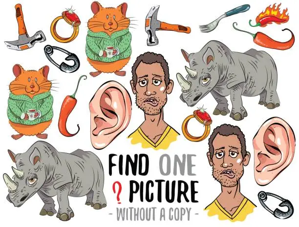 Vector illustration of Find one picture educational game