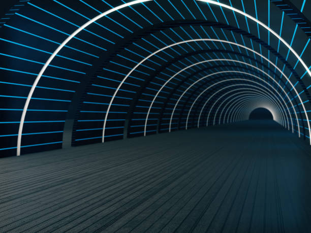 istock Long dark Tunnel  with futuristic light.3D rendering 811088620