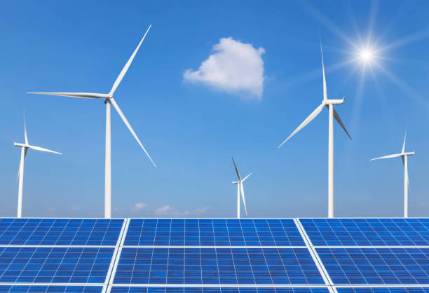 istock solar cells and wind turbines in power station 811094052