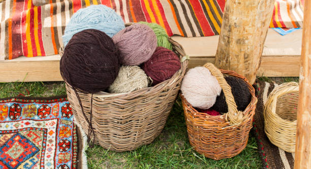 istock Set of Rolls of colotful string 811097888