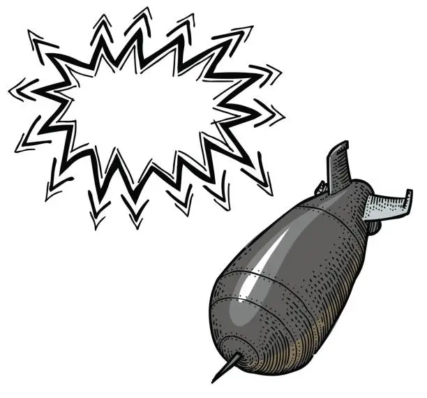 Vector illustration of falling bomb-100