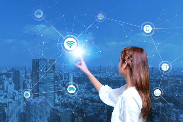 istock young girl and Internet of Things concept 811109176