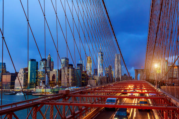 istock View of Brooklyn Bridge at night with car traffic 811113970