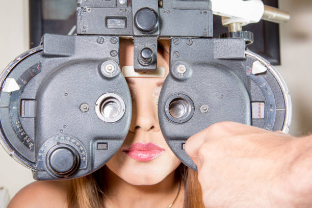 istock Lady During the Test of an Eye Exam 811129824