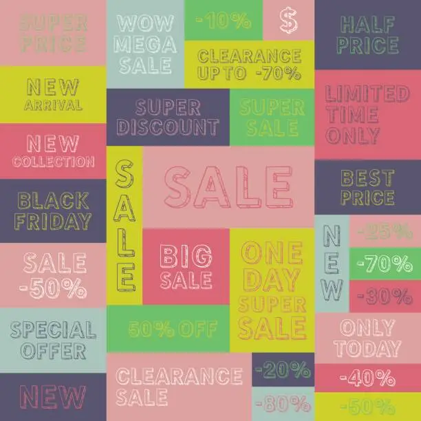 Vector illustration of Vector set of sale tags.