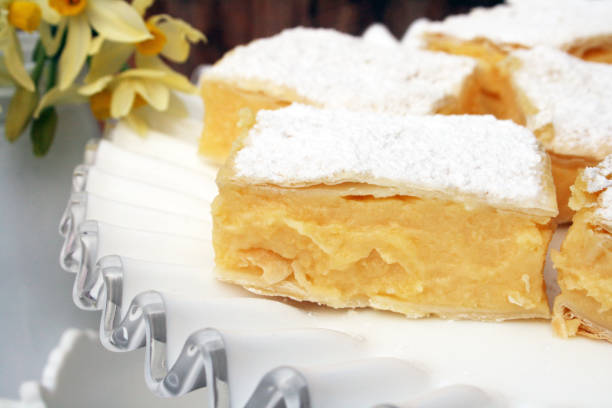 istock French Vanilla Slice on Retro Cake Stand 811157226