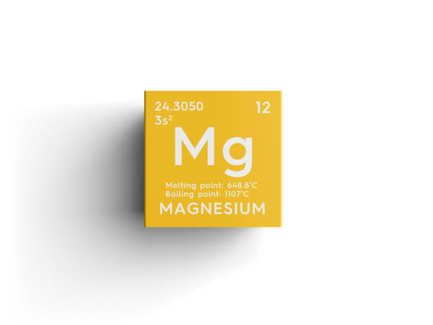 magnesium. alkaline earth metals. chemical element of mendeleev's periodic table. - mendeleev table imagens e fotografias de stock