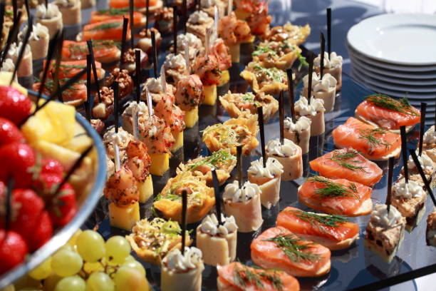 Sandwiches and kanape festive wedding table