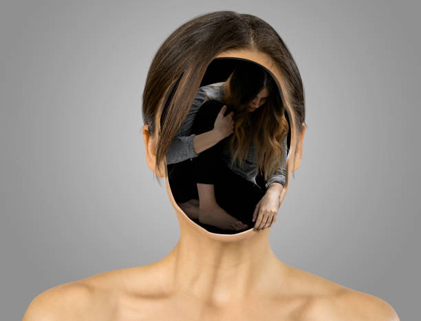 istock Beautiful woman with whole in face 811159738