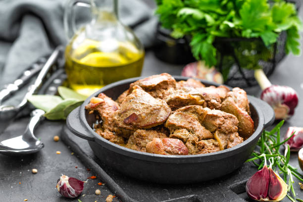 Fried chicken liver Fried chicken liver sauteed stock pictures, royalty-free photos & images