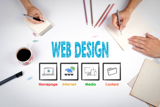 Web Design. The meeting at the white office table.