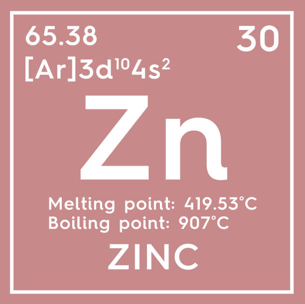 zinc. transition metals. chemical element of mendeleev's periodic table. - mendeleev table imagens e fotografias de stock