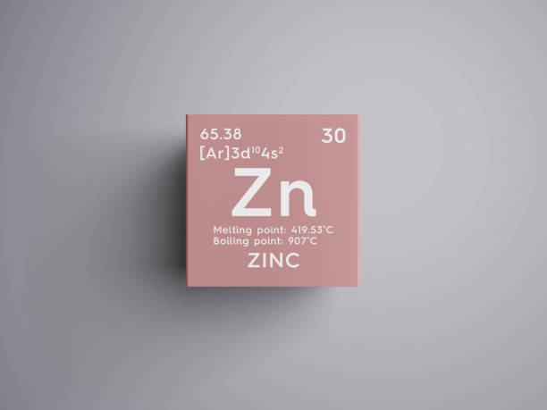 zinc. transition metals. chemical element of mendeleev's periodic table. - mendeleev table imagens e fotografias de stock