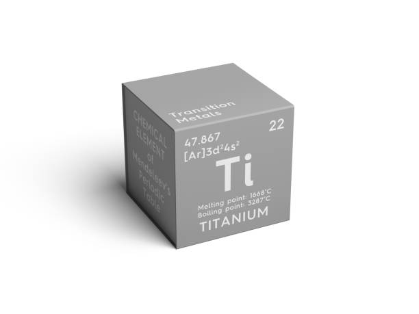 titanium. transition metals. chemical element of mendeleev's periodic table. - mendeleev table imagens e fotografias de stock