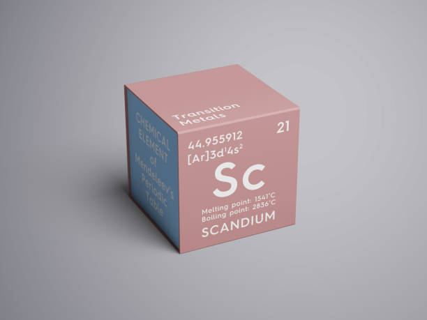 scandium. transition metals. chemical element of mendeleev's periodic table. - scandium imagens e fotografias de stock