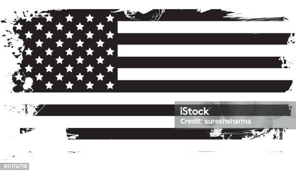 Usa Flag Black Stock Photo - Download Image Now - American Culture, American Flag, Blue