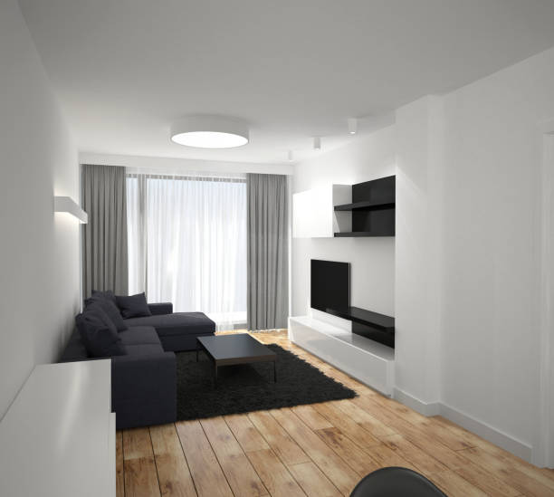 istock 3d rendering of a living room interior design 811192374