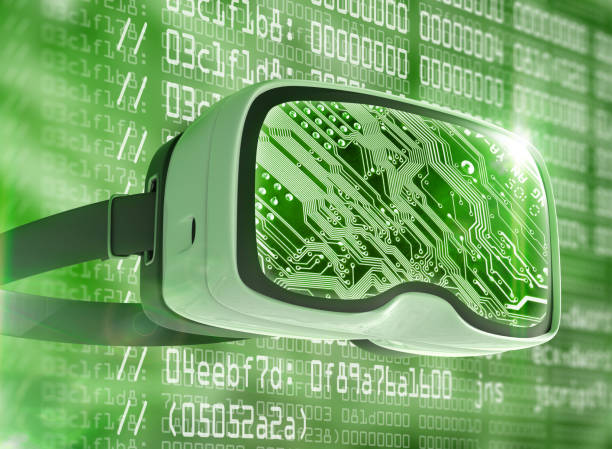istock Virtual reality glasses, futuristic hacker, internet technology and network concept 811213824