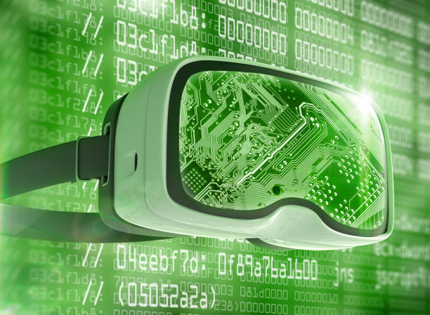 istock Virtual reality glasses, futuristic hacker, internet technology and network concept 811213880