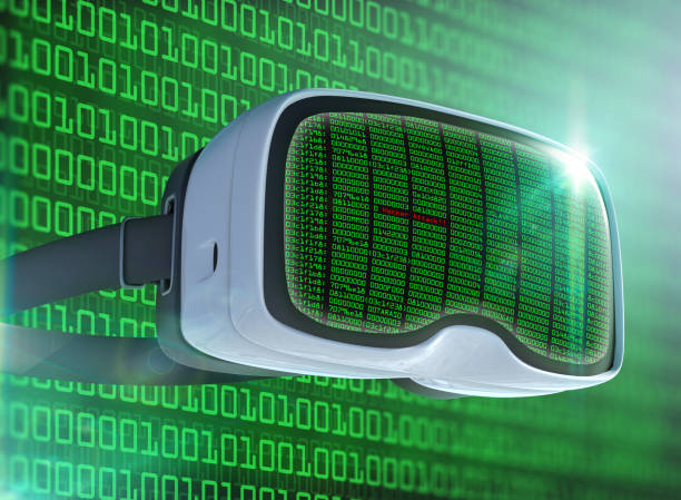 istock Virtual reality glasses, futuristic hacker, internet technology and network concept 811213968