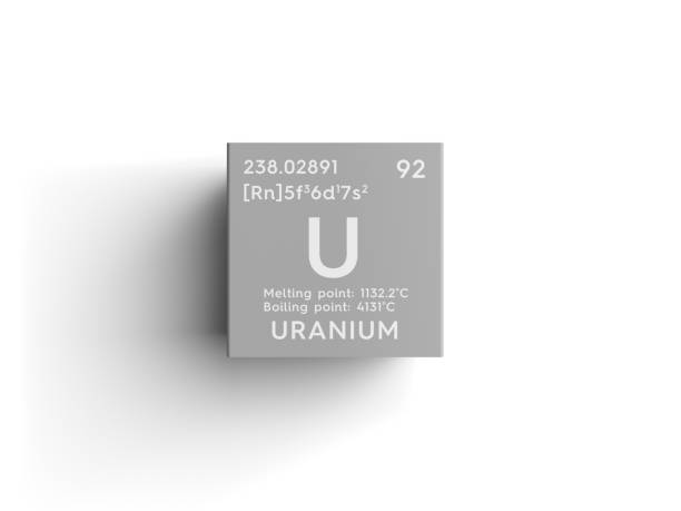 uranium. actinoids. chemical element of mendeleev's periodic table. - mendeleev table imagens e fotografias de stock